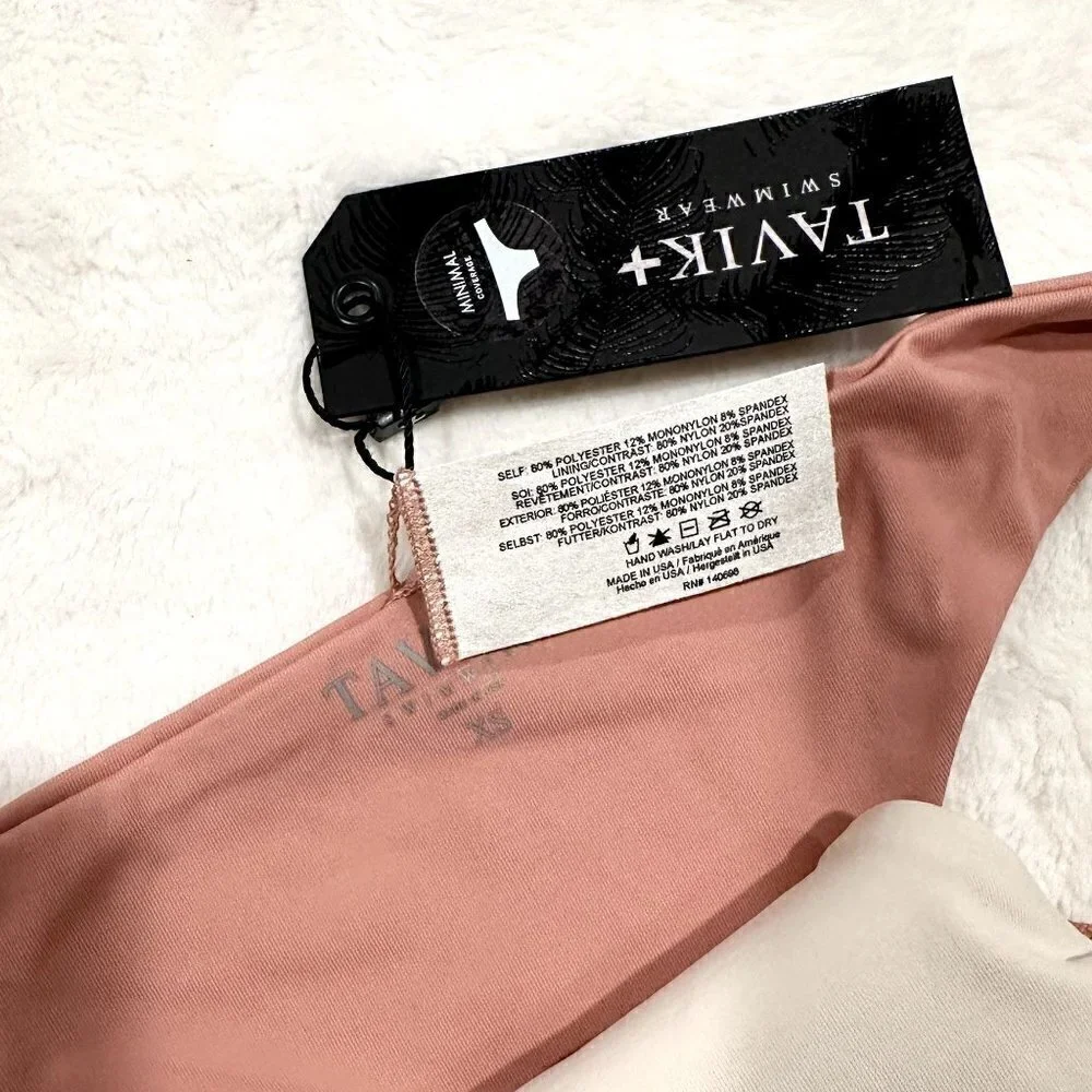 NWT Tavik Ali Mini Swim Bottom Textured Chevron in Rose Dawn - Extra Small